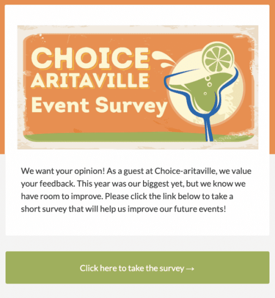 Post-event survey Choice-aritaville