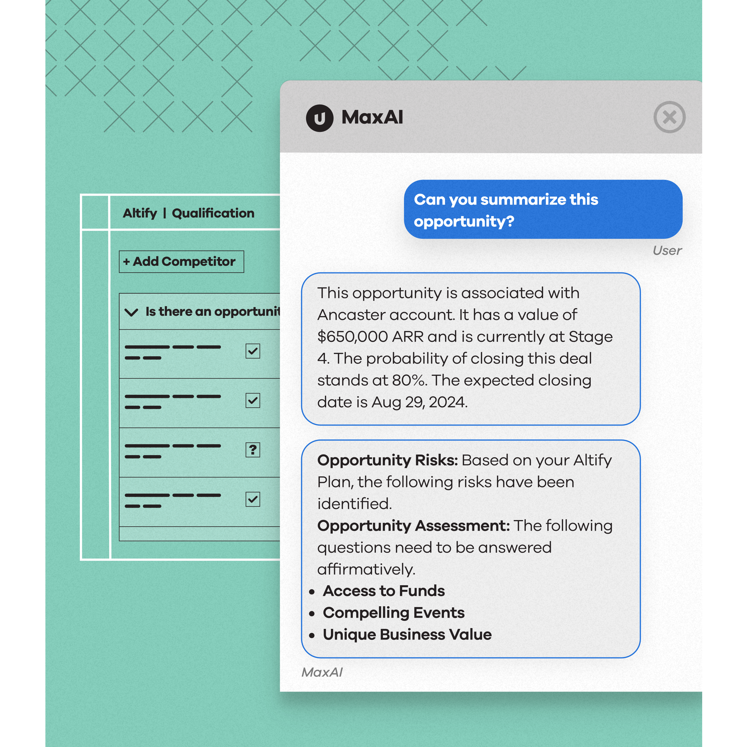 MaxAI for opportunity summaries