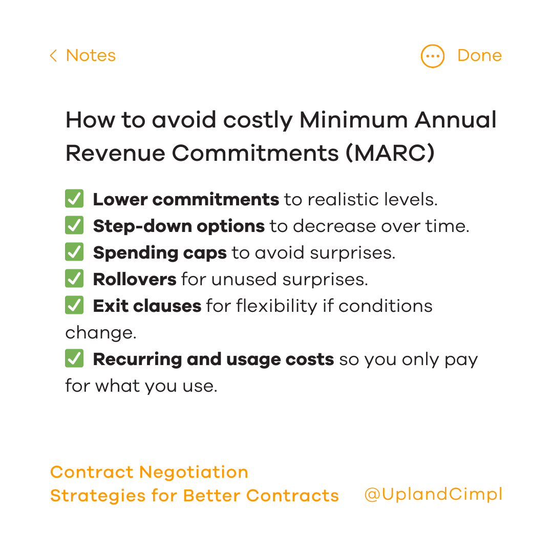 How to avoid costly Minimum Annual Revenue Commitments (MARC) in contract negotation