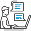 icon of a computer user using chat features
