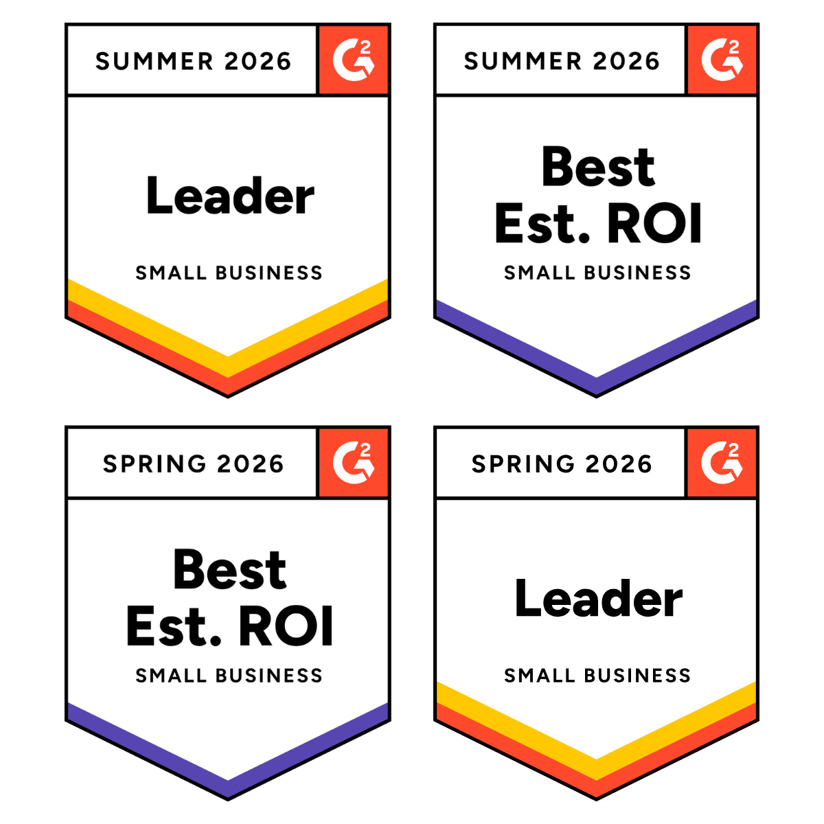 Best ROI and Small Business Leader G2 Badges