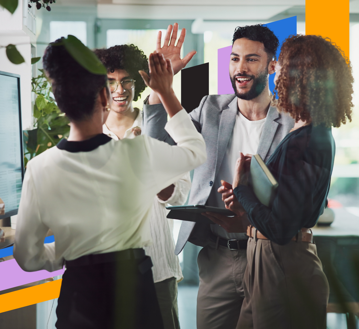 coworkers hi-five