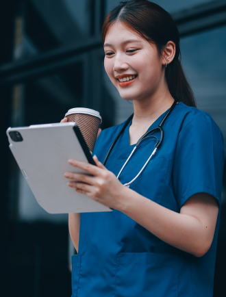 doctor with tablet