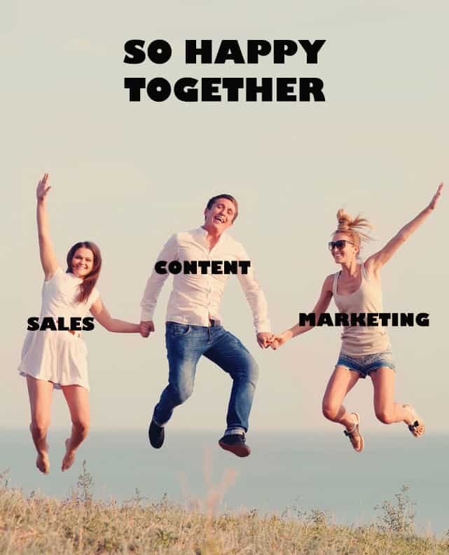 sales, content, and marketing a happy team