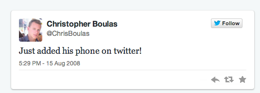 @ChrisBoulas #FirstTweet on Twitter: "Just added his phone on twitter!"
