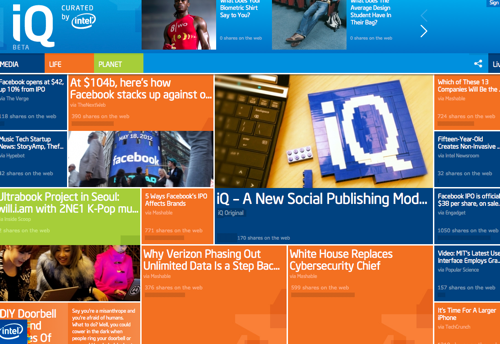 Intel iQ homepage screenshot for The Content Marketeer