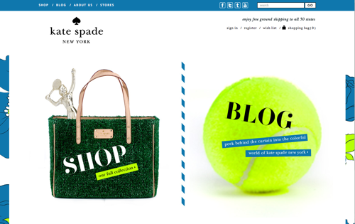 Kate Spade homepage screenshot for The Content Marketeer