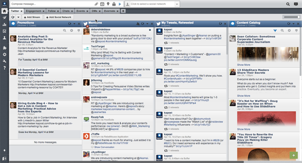 Hootsuite's dashboard is user friendly and integrates with Kapost