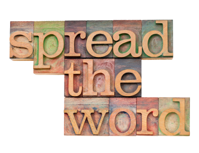 "Spread the Word" wooden block letterpress for The Content Marketeer
