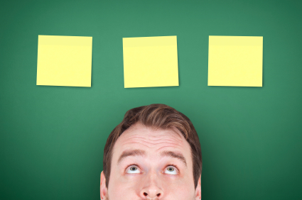 iStock photo of man with sticky notes overhead for The Content Marketeer