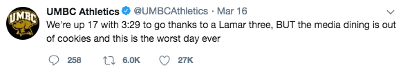 UMBC Athletics Tweet