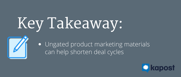 Ungated product marketing materials can help shorten deal cycles.