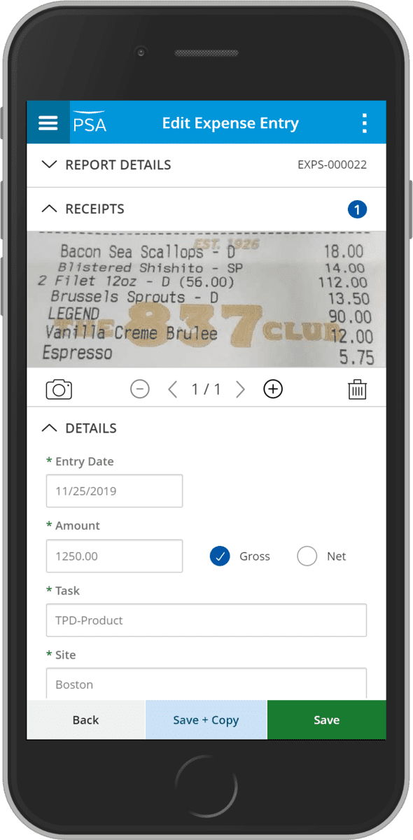 Upland PSA mobile expense submission