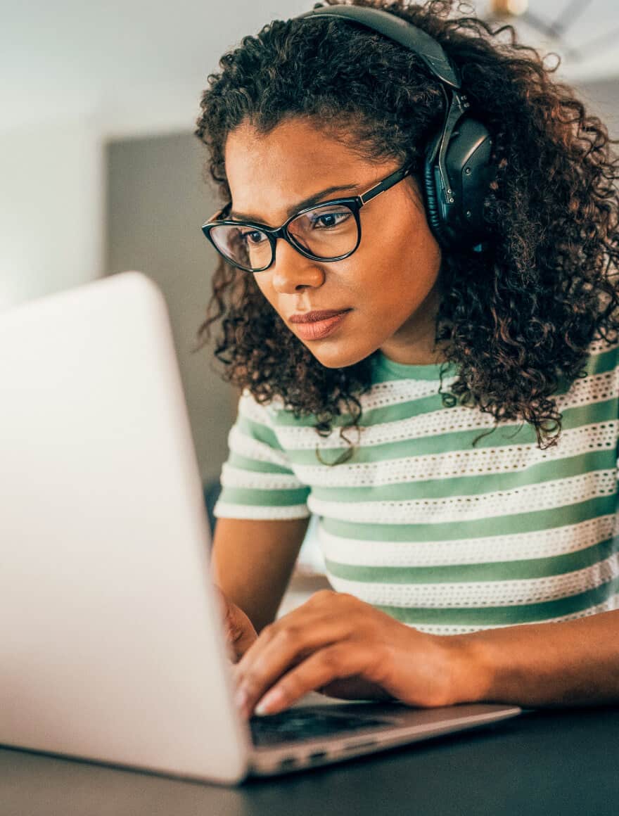 Woman utilizes RFP automation software
