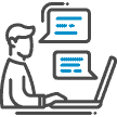 icon of a person interacting via computer
