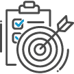 icon showing a checklist and a target bullseye