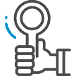 Icon: hand with magnifying glass, representing issues solved by enterprise knowledge software