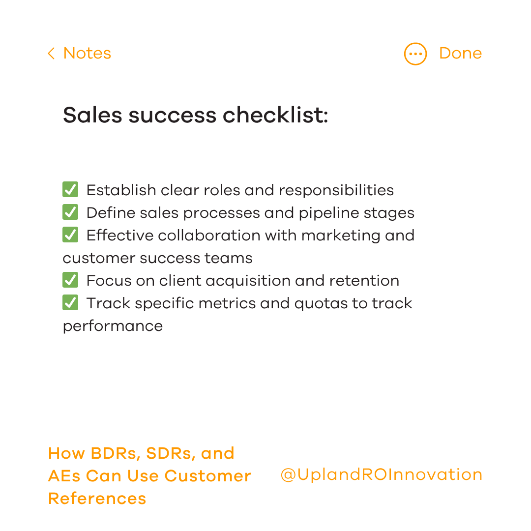 Sales success checklist: