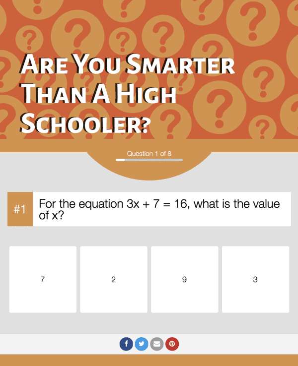 Are You Smarter Than a Higher Schooler turnkey quiz