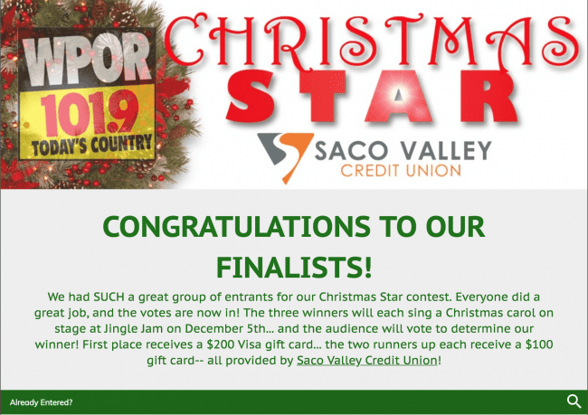Christmas Star Video Contest from WPOR