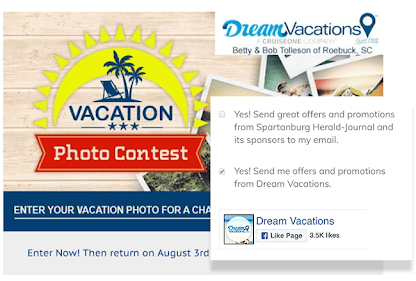 Dream vacation photo contest with opt-ins