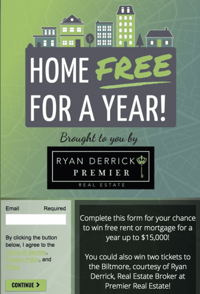 Home Free for a Year sweepstakes entry page