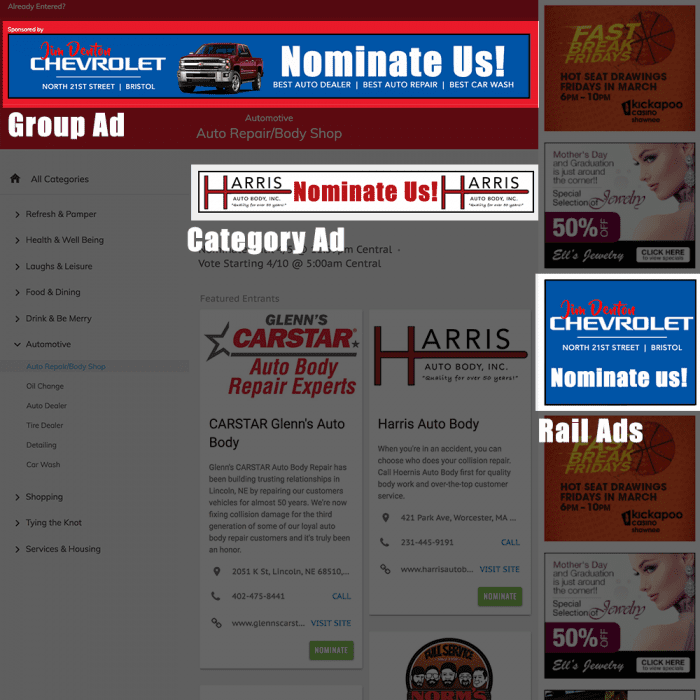 Ballot Nominate Page - Advertising Spots