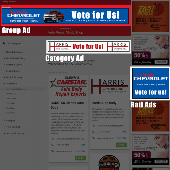 Ballot Vote Page - Advertising Spots
