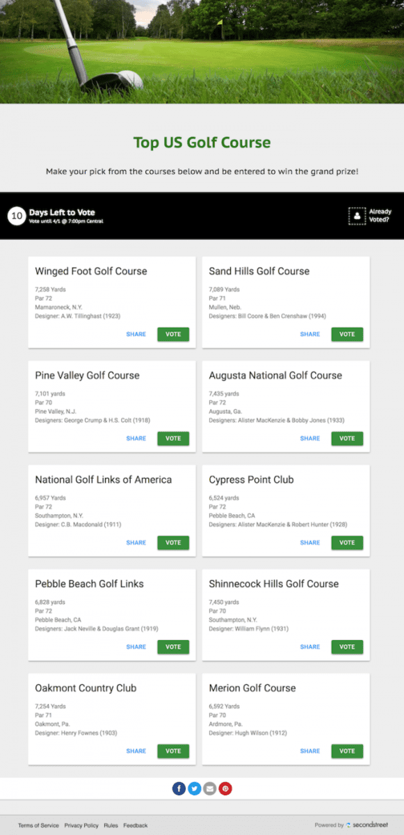 Golf Ballots Drive Revenue & Data