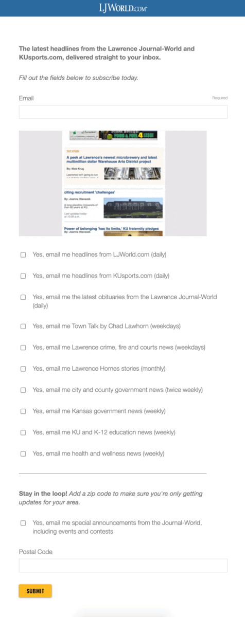 Lawrence Journal World Email Preference Center