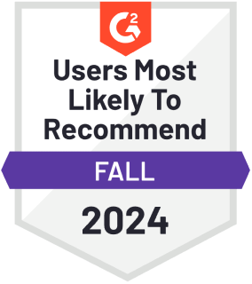 Users Most Recommended G2 Badge