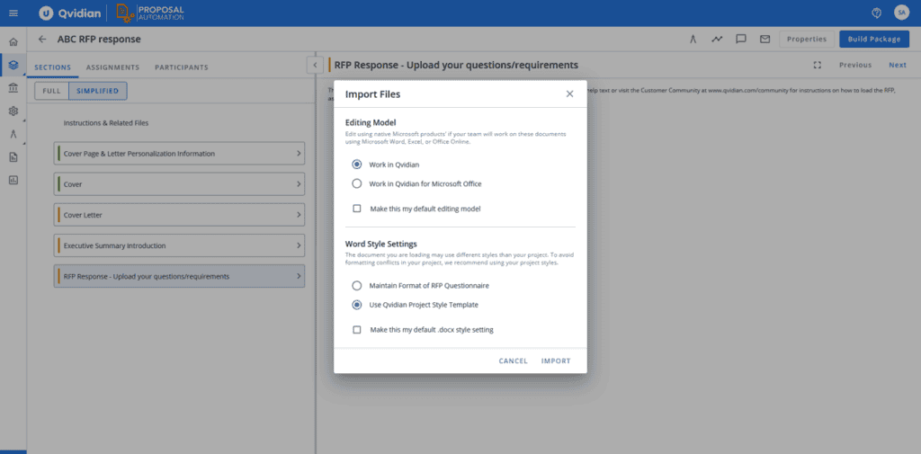 Example of Question importing