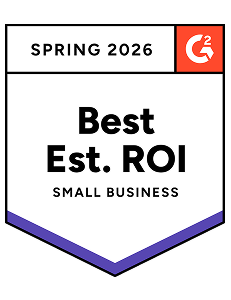 Best EST. ROI Small Business G2 Award Badge Spring 2026