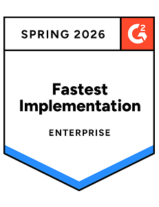 Fastest Implementation Enterprise G2 Award Badge Spring 2026