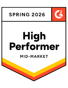 High Performer Mid-Market G2 Award Badge Spring 2026