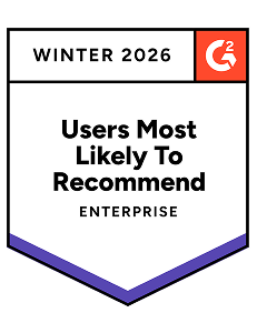 Users Most Likely To Recommend Enterprise G2 Badge Winter 2026