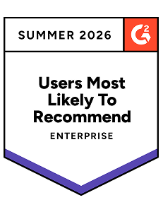 Users Most Likely To Recommend Enterprise Summer 2026 G2 Badge